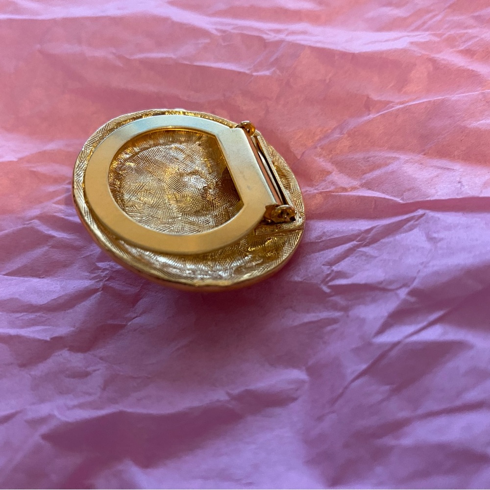 Lot of 3 vintage scarf clips, gold tone, circular jewelry, broche clip - Picture 7 of 7